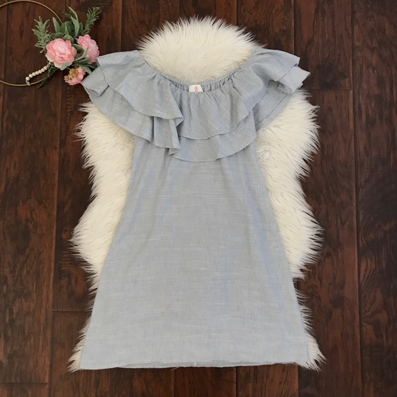 Julie Brown Striped Ruffle Off The Shoulder Dress - Picture 2 of 4